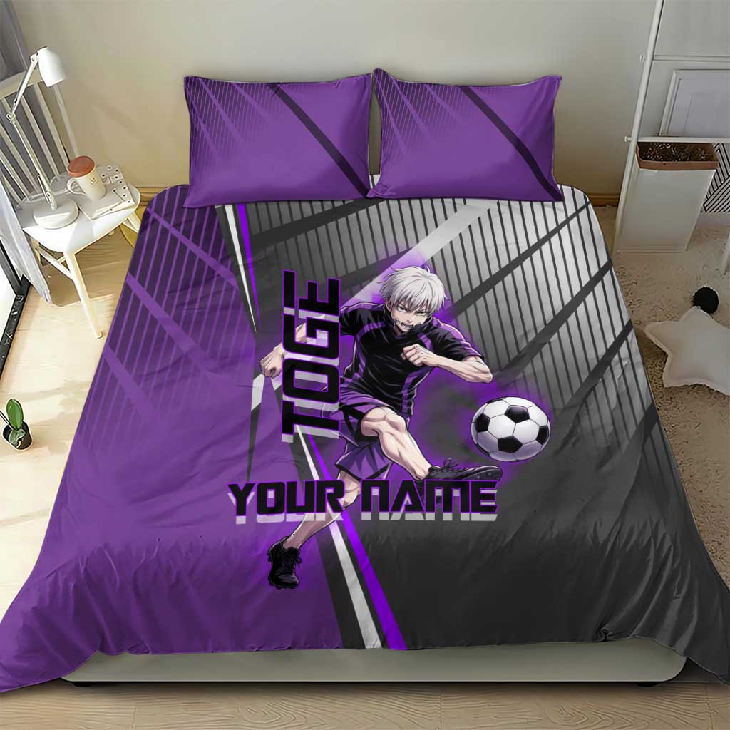 Personalized Toge Inumaki Jujutsu Kaisen Bedding Set with Purple Gradient and Action Kick Design