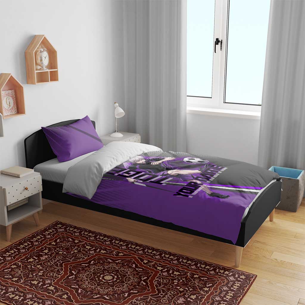 Personalized Toge Inumaki Jujutsu Kaisen Bedding Set with Purple Gradient and Action Kick Design