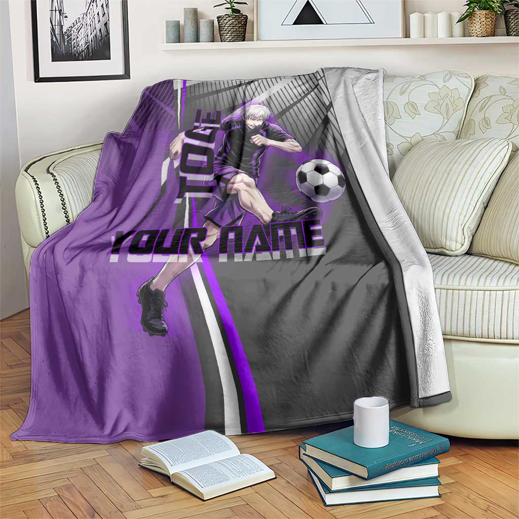 Personalized Toge Inumaki Jujutsu Kaisen Blanket with Purple Gradient and Action Kick Design