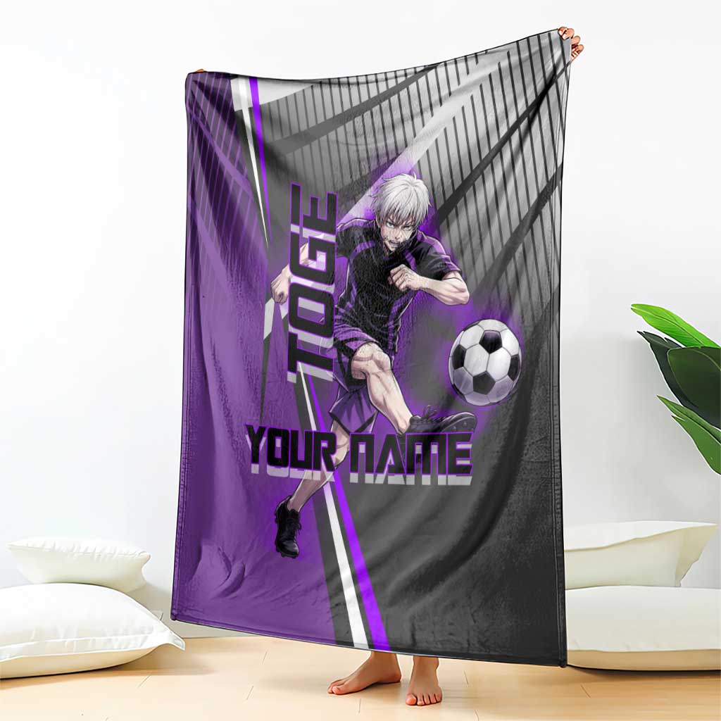Personalized Toge Inumaki Jujutsu Kaisen Blanket with Purple Gradient and Action Kick Design