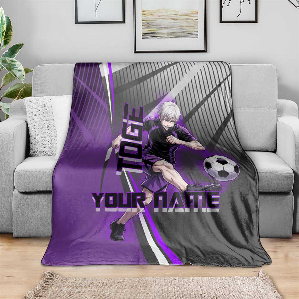 Personalized Toge Inumaki Jujutsu Kaisen Blanket with Purple Gradient and Action Kick Design