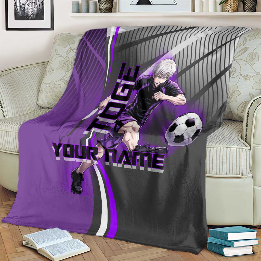 Personalized Toge Inumaki Jujutsu Kaisen Blanket with Purple Gradient and Action Kick Design