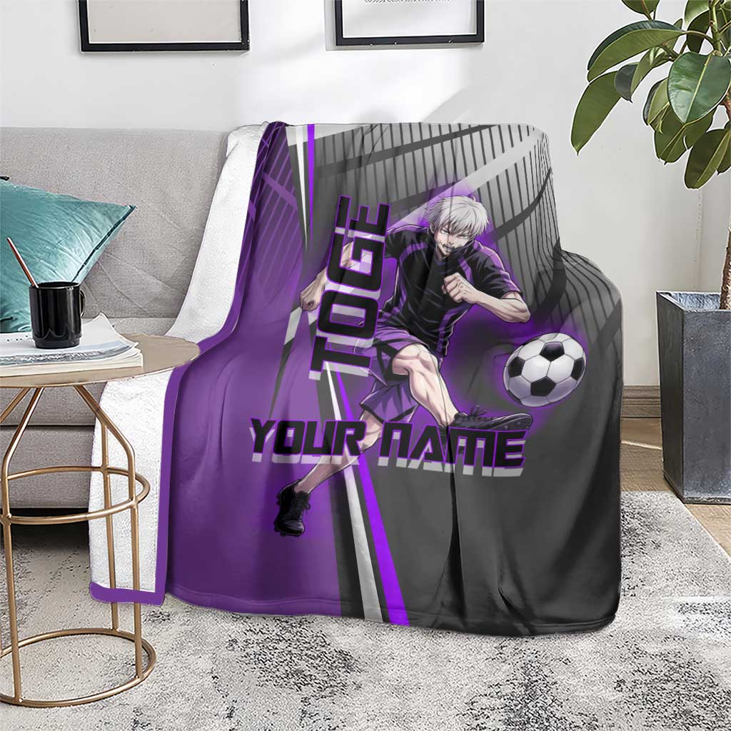 Personalized Toge Inumaki Jujutsu Kaisen Blanket with Purple Gradient and Action Kick Design