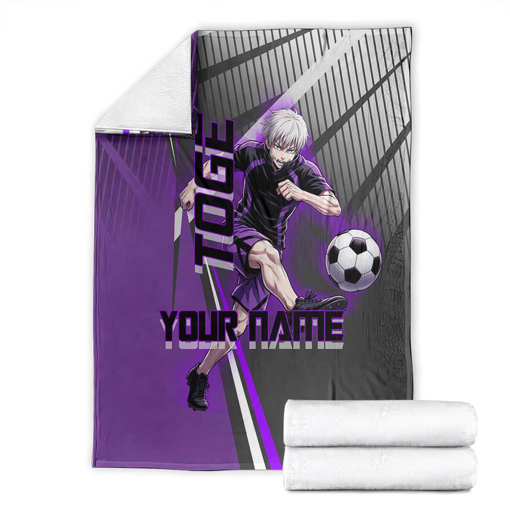 Personalized Toge Inumaki Jujutsu Kaisen Blanket with Purple Gradient and Action Kick Design