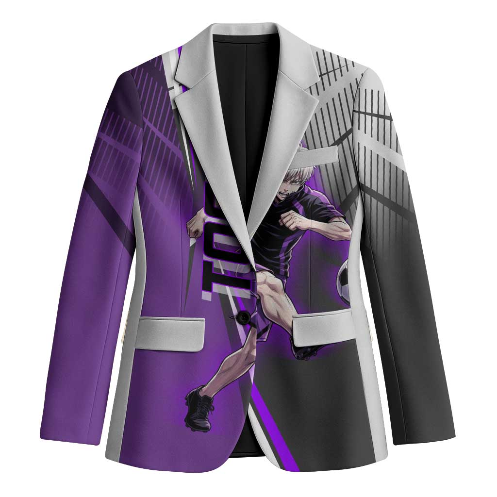 Personalized Toge Inumaki Jujutsu Kaisen Blazer with Purple Gradient and Action Kick Design