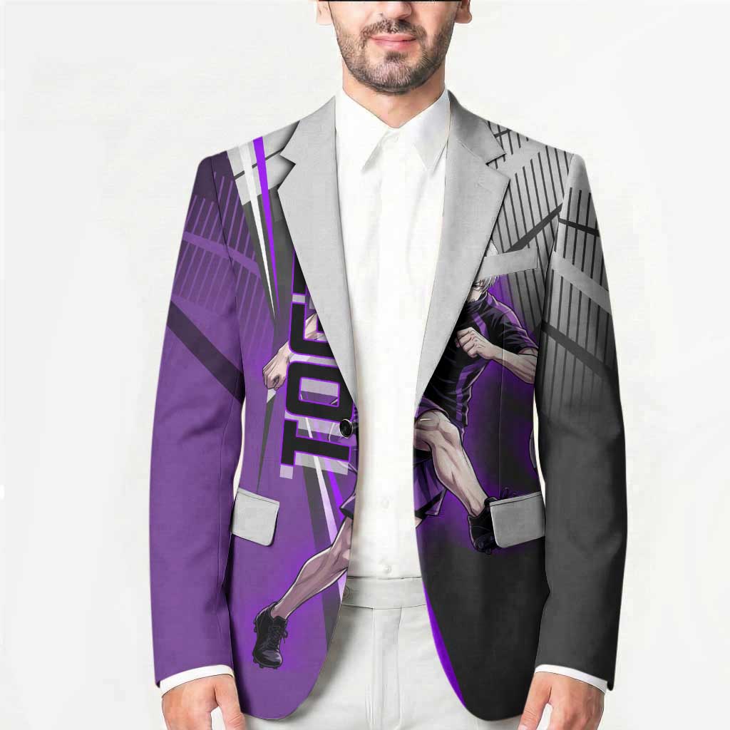 Personalized Toge Inumaki Jujutsu Kaisen Blazer with Purple Gradient and Action Kick Design