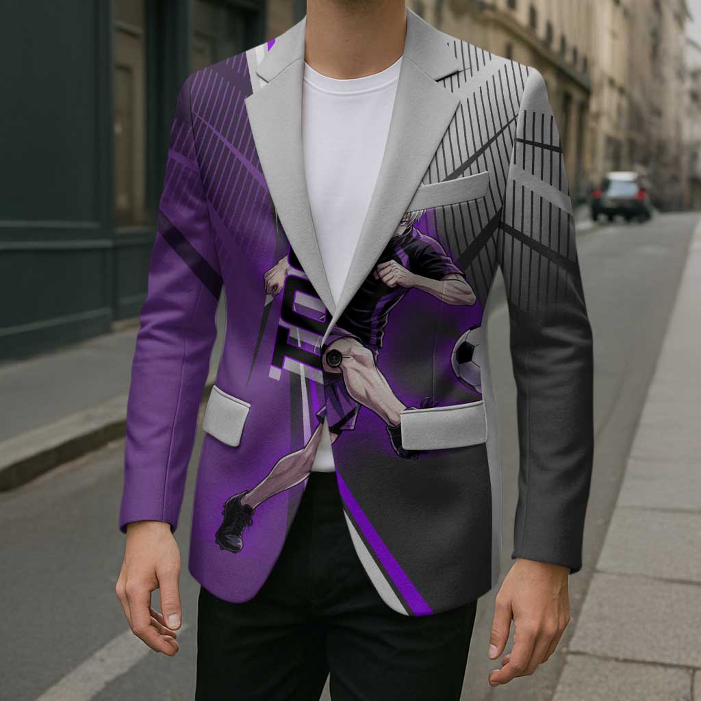 Personalized Toge Inumaki Jujutsu Kaisen Blazer with Purple Gradient and Action Kick Design
