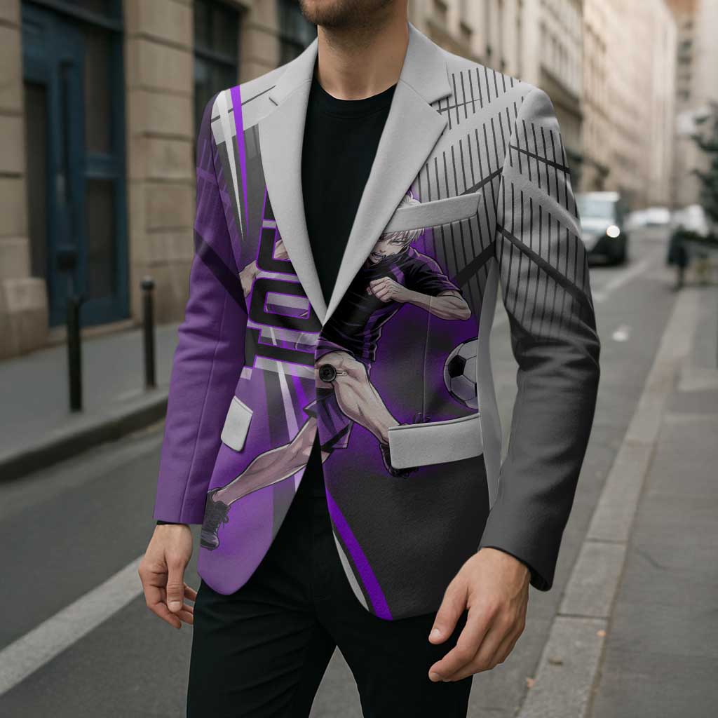 Personalized Toge Inumaki Jujutsu Kaisen Blazer with Purple Gradient and Action Kick Design