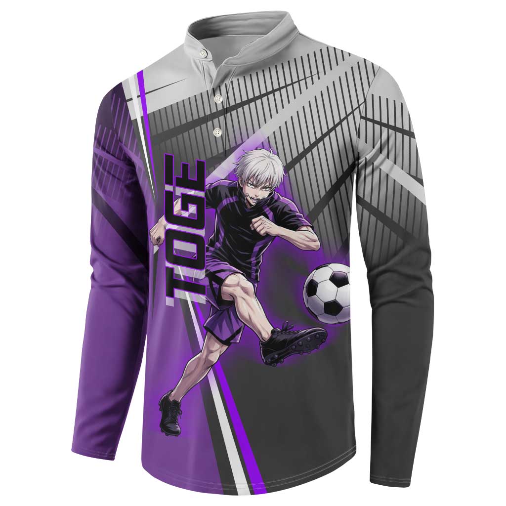 Personalized Toge Inumaki Jujutsu Kaisen Button Sweatshirt with Purple Gradient and Action Kick Design
