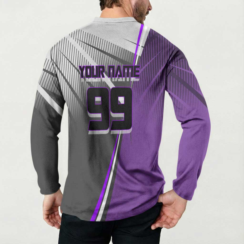 Personalized Toge Inumaki Jujutsu Kaisen Button Sweatshirt with Purple Gradient and Action Kick Design