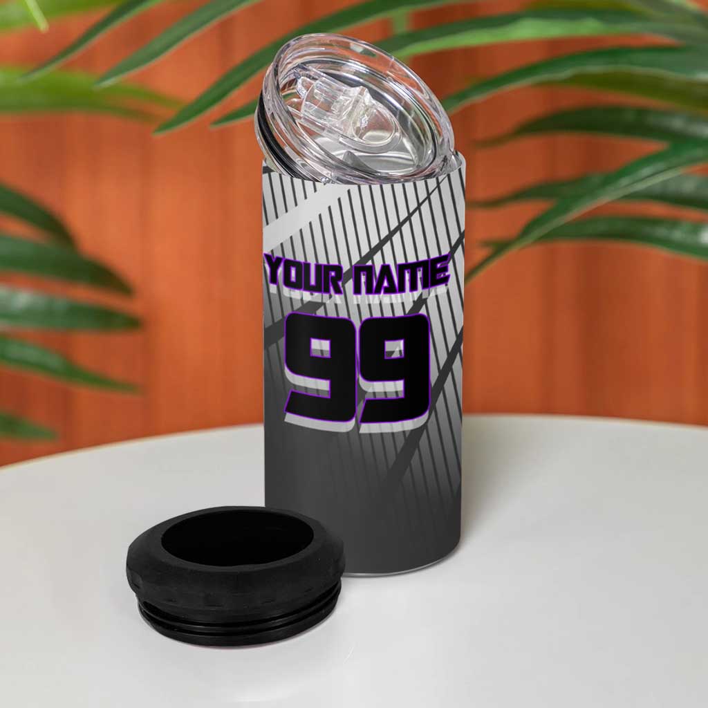 Personalized Toge Inumaki Jujutsu Kaisen 4 in 1 Can Cooler Tumbler with Purple Gradient and Action Kick Design