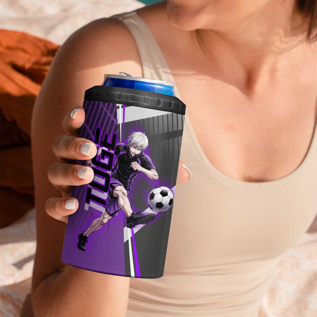 Personalized Toge Inumaki Jujutsu Kaisen 4 in 1 Can Cooler Tumbler with Purple Gradient and Action Kick Design