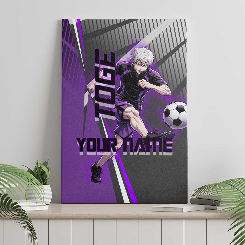 Personalized Toge Inumaki Jujutsu Kaisen Canvas Wall Art with Purple Gradient and Action Kick Design