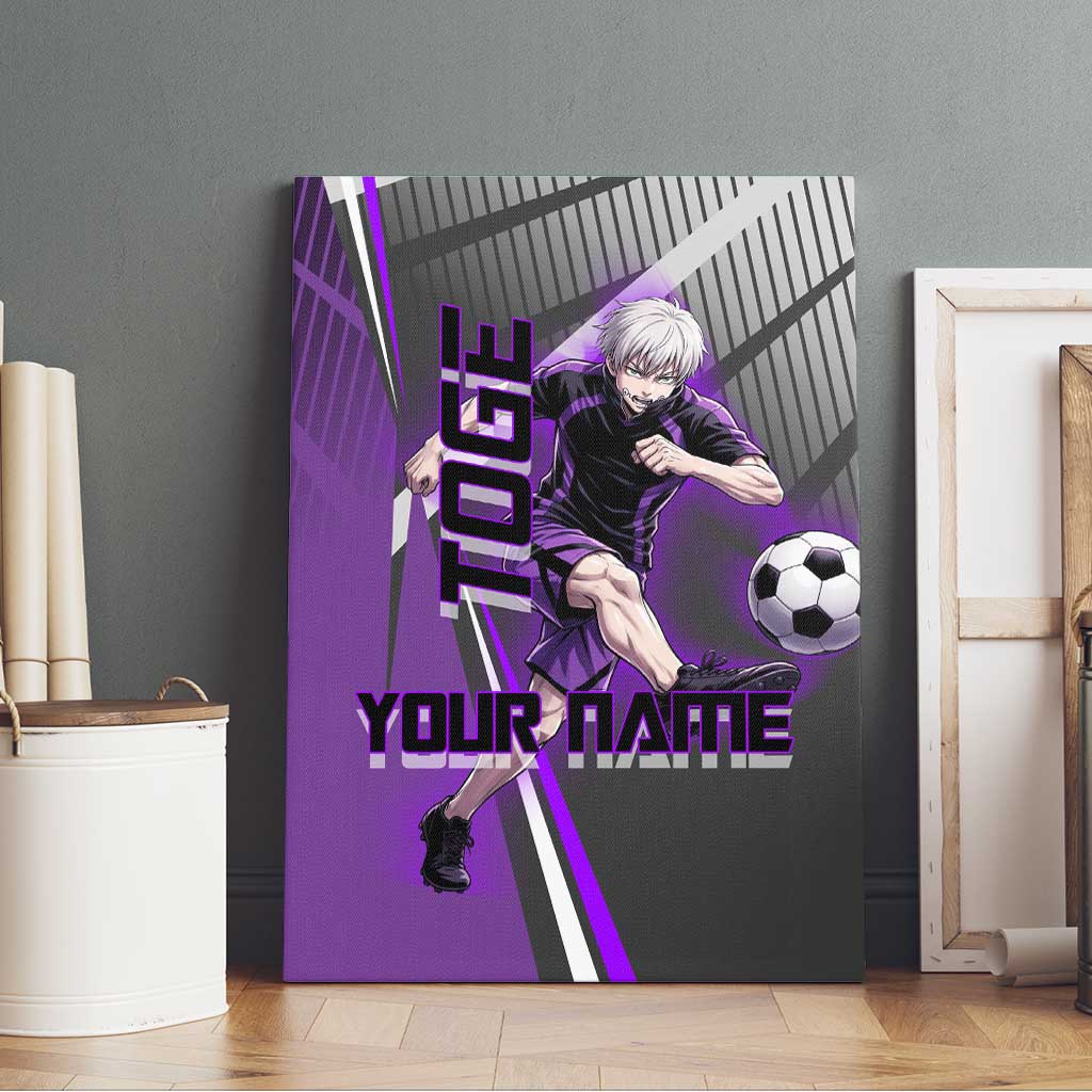 Personalized Toge Inumaki Jujutsu Kaisen Canvas Wall Art with Purple Gradient and Action Kick Design