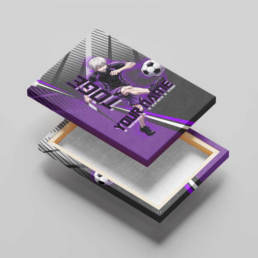 Personalized Toge Inumaki Jujutsu Kaisen Canvas Wall Art with Purple Gradient and Action Kick Design