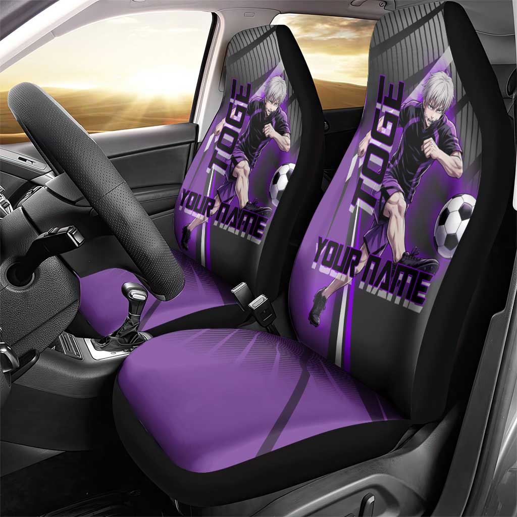 Personalized Toge Inumaki Jujutsu Kaisen Car Seat Cover with Purple Gradient and Action Kick Design