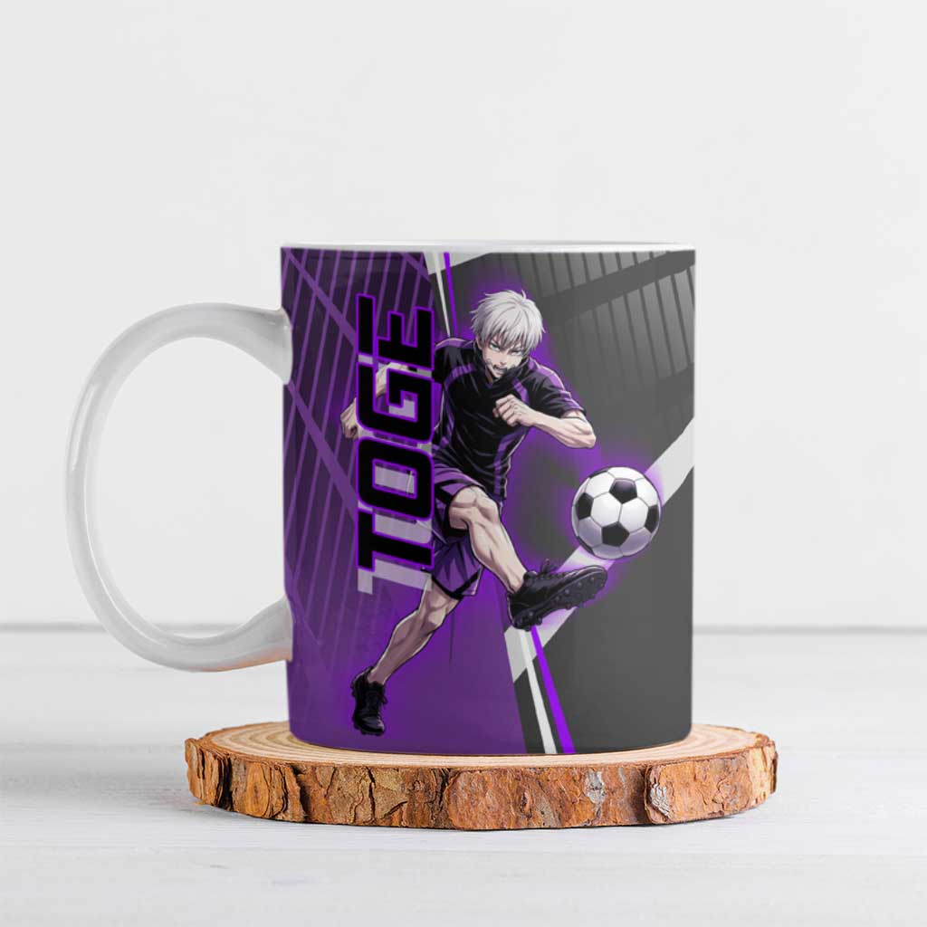 Personalized Toge Inumaki Jujutsu Kaisen Ceramic Mug with Purple Gradient and Action Kick Design