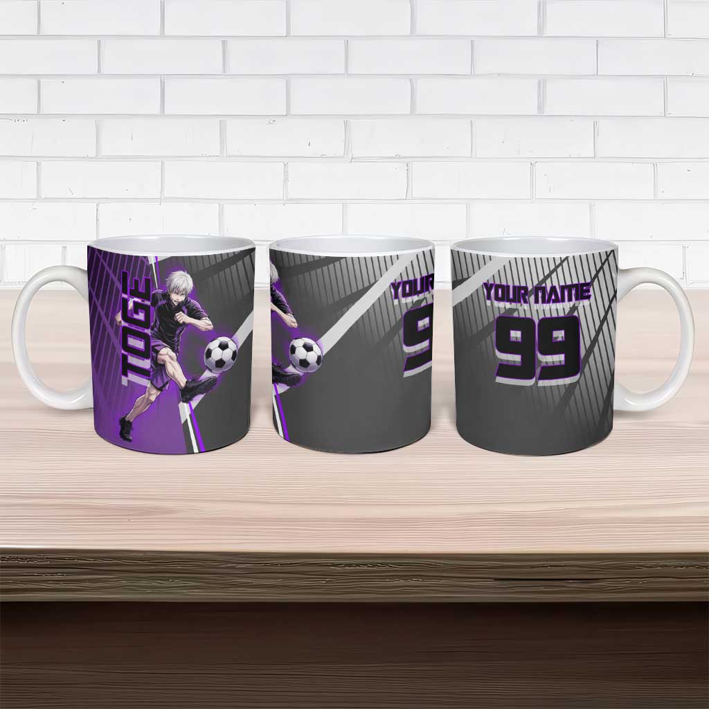 Personalized Toge Inumaki Jujutsu Kaisen Ceramic Mug with Purple Gradient and Action Kick Design