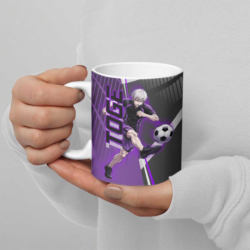 Personalized Toge Inumaki Jujutsu Kaisen Ceramic Mug with Purple Gradient and Action Kick Design