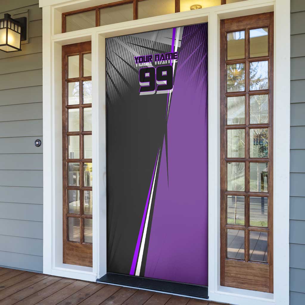Personalized Toge Inumaki Jujutsu Kaisen Door Cover with Purple Gradient and Action Kick Design