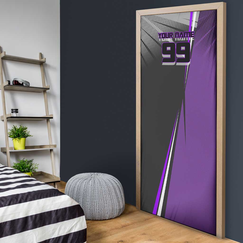 Personalized Toge Inumaki Jujutsu Kaisen Door Cover with Purple Gradient and Action Kick Design