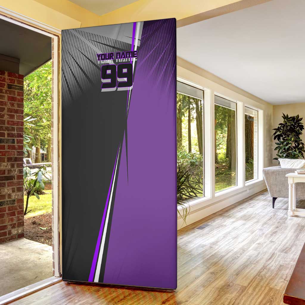 Personalized Toge Inumaki Jujutsu Kaisen Door Cover with Purple Gradient and Action Kick Design