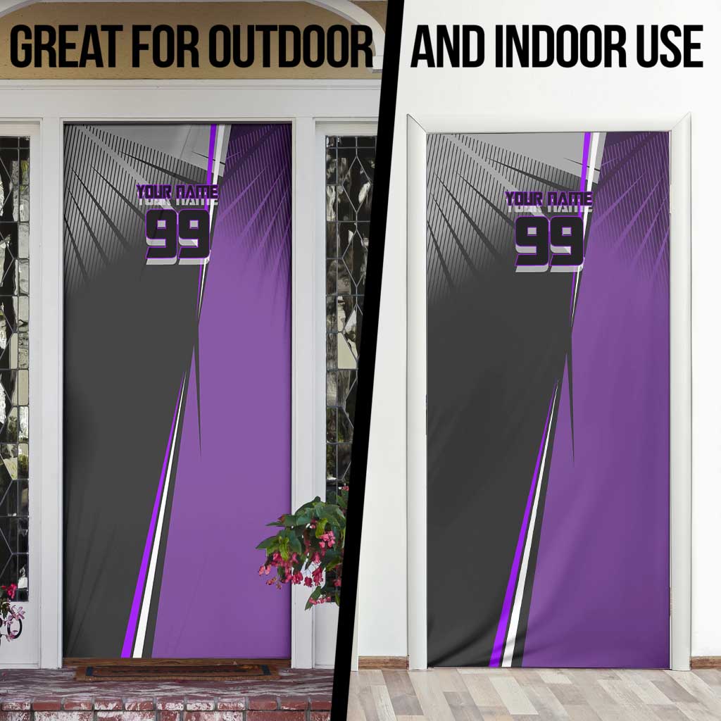 Personalized Toge Inumaki Jujutsu Kaisen Door Cover with Purple Gradient and Action Kick Design