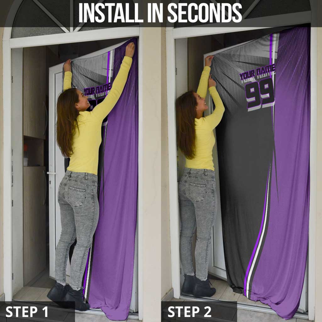 Personalized Toge Inumaki Jujutsu Kaisen Door Cover with Purple Gradient and Action Kick Design