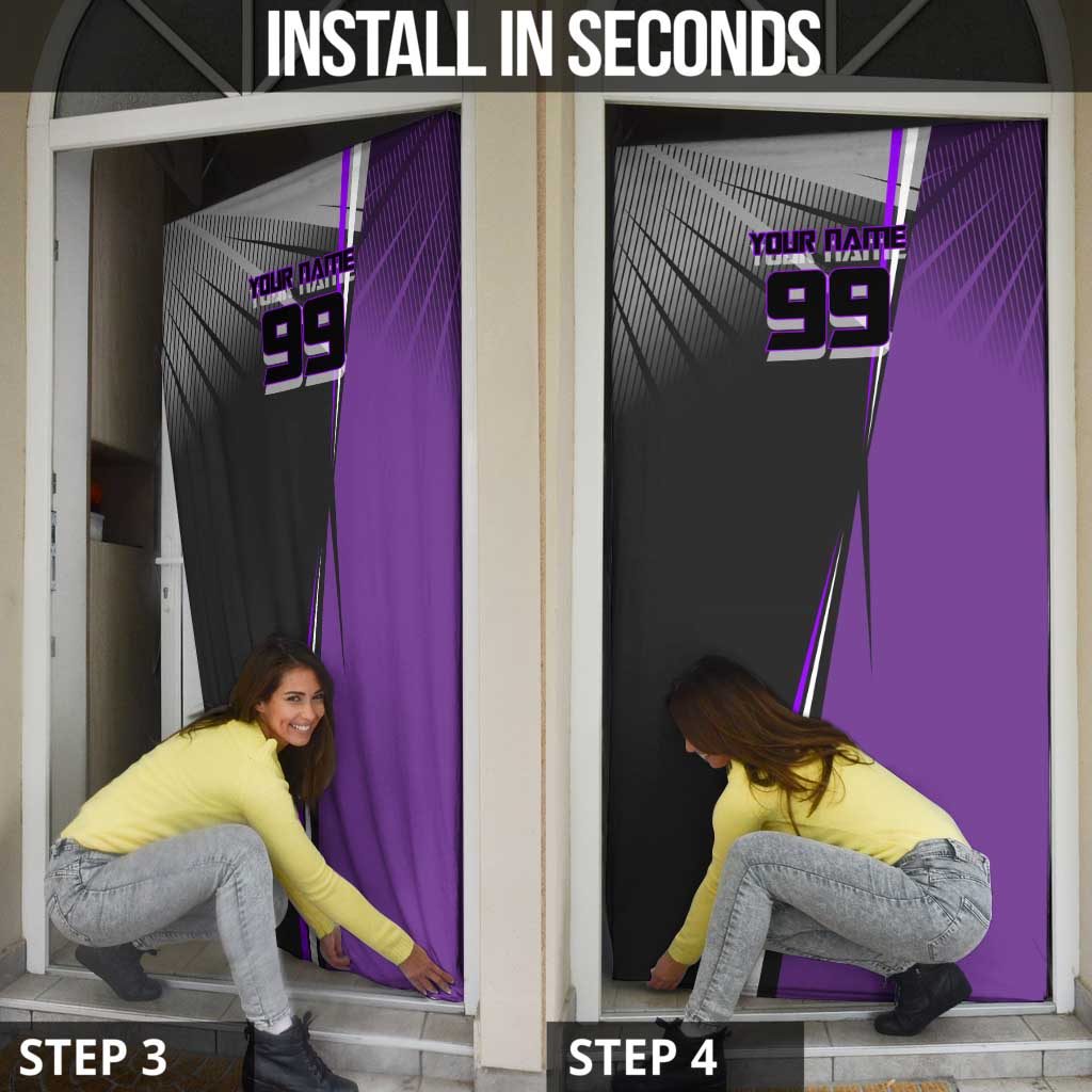 Personalized Toge Inumaki Jujutsu Kaisen Door Cover with Purple Gradient and Action Kick Design