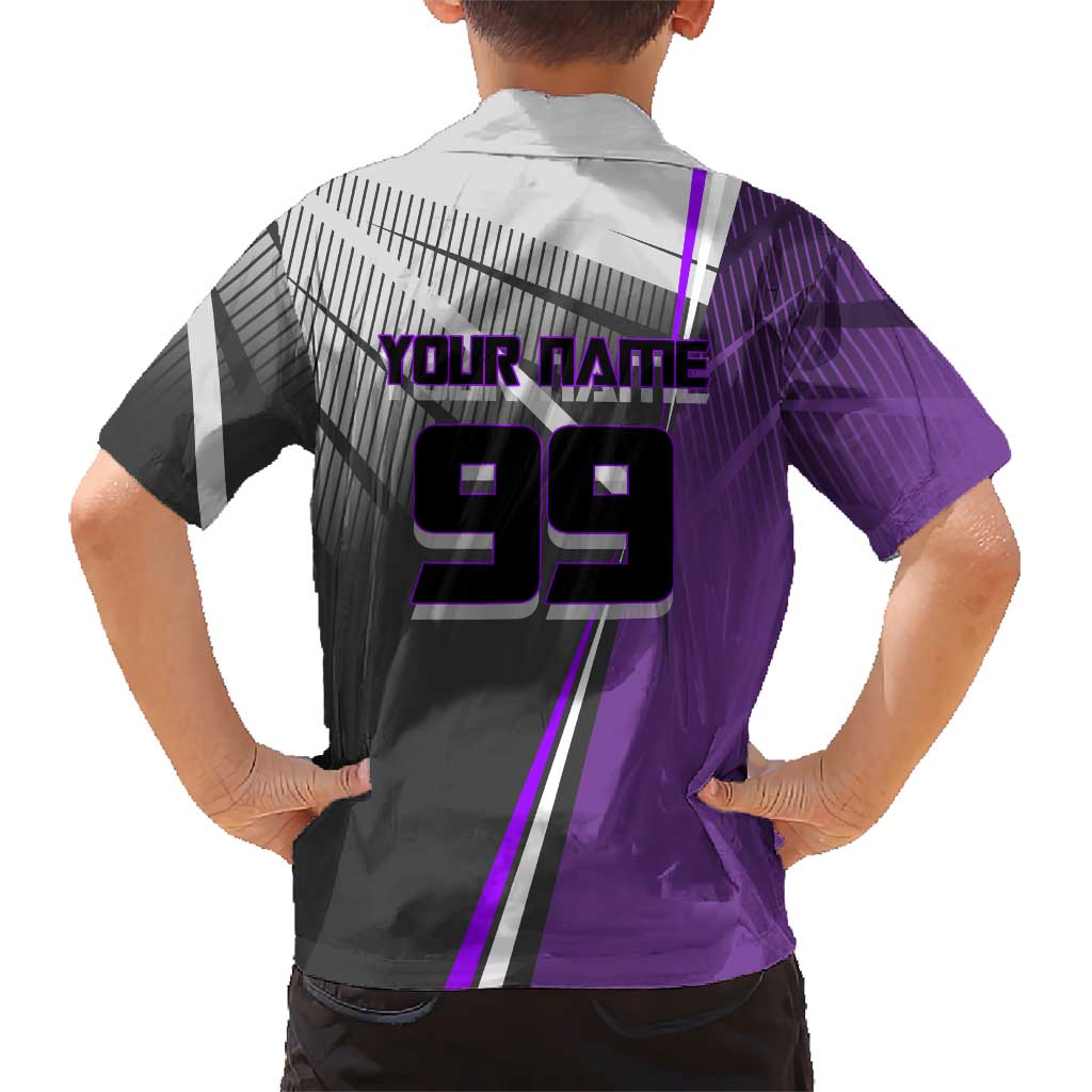 Personalized Toge Inumaki Jujutsu Kaisen Family Matching Puletasi and Hawaiian Shirt with Purple Gradient and Action Kick Design