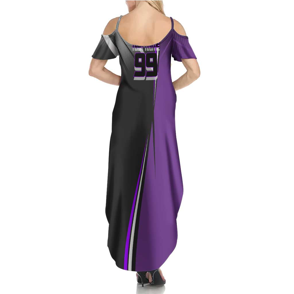 Personalized Toge Inumaki Jujutsu Kaisen Family Matching Summer Maxi Dress and Hawaiian Shirt with Purple Gradient and Action Kick Design