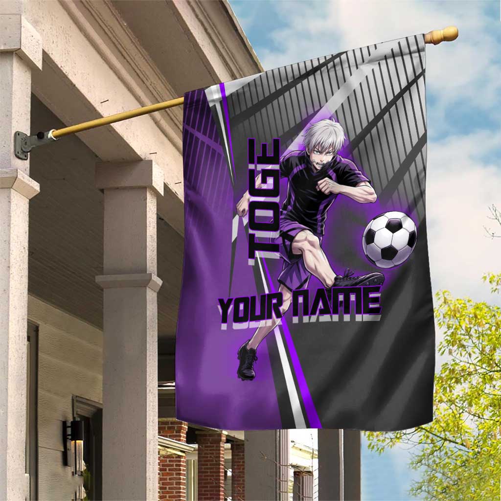 Personalized Toge Inumaki Jujutsu Kaisen Garden Flag with Purple Gradient and Action Kick Design