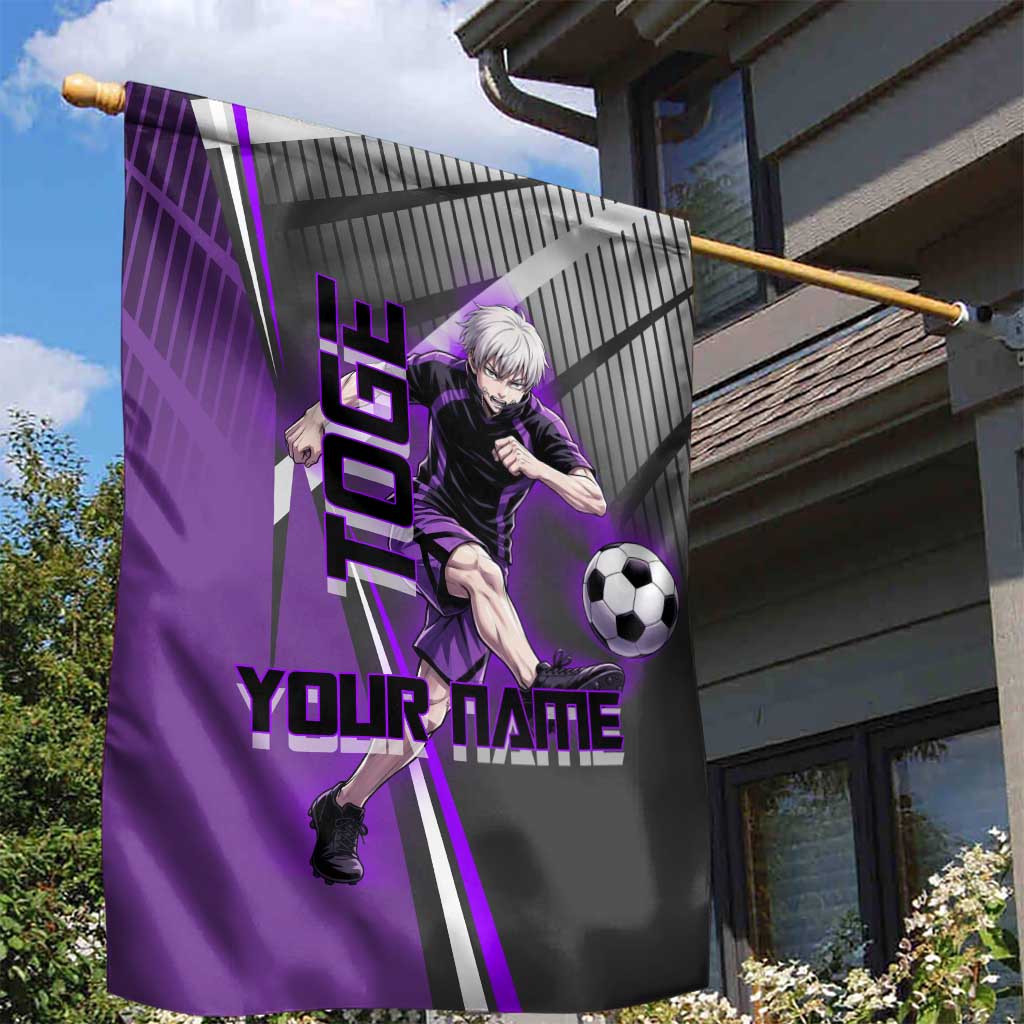 Personalized Toge Inumaki Jujutsu Kaisen Garden Flag with Purple Gradient and Action Kick Design