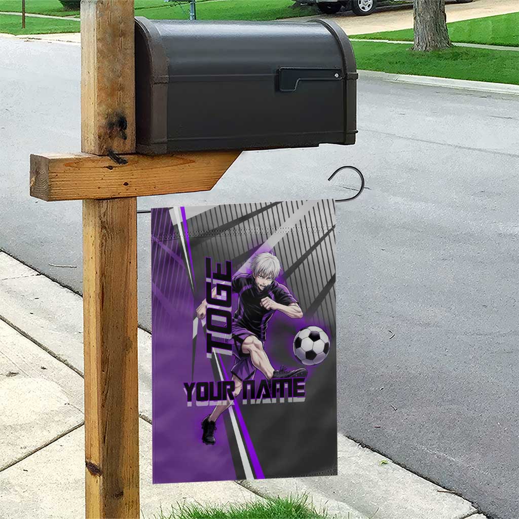 Personalized Toge Inumaki Jujutsu Kaisen Garden Flag with Purple Gradient and Action Kick Design