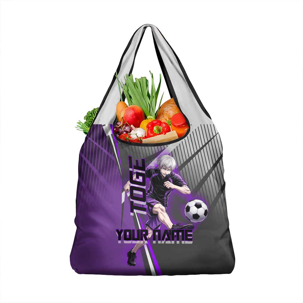 Personalized Toge Inumaki Jujutsu Kaisen Grocery Bag with Purple Gradient and Action Kick Design