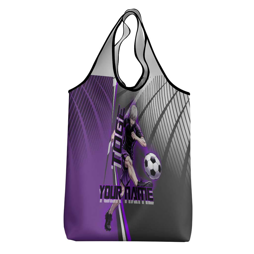 Personalized Toge Inumaki Jujutsu Kaisen Grocery Bag with Purple Gradient and Action Kick Design