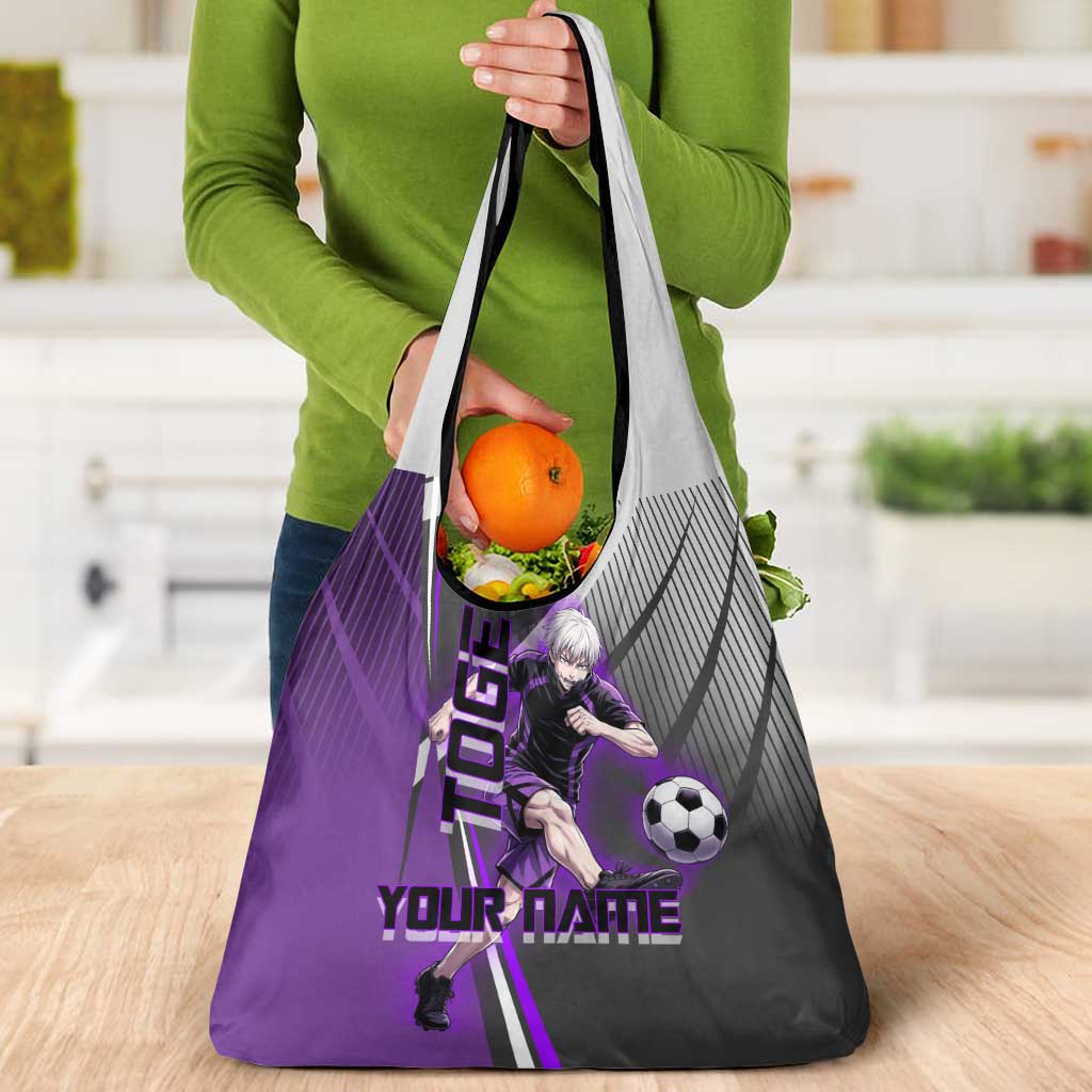Personalized Toge Inumaki Jujutsu Kaisen Grocery Bag with Purple Gradient and Action Kick Design
