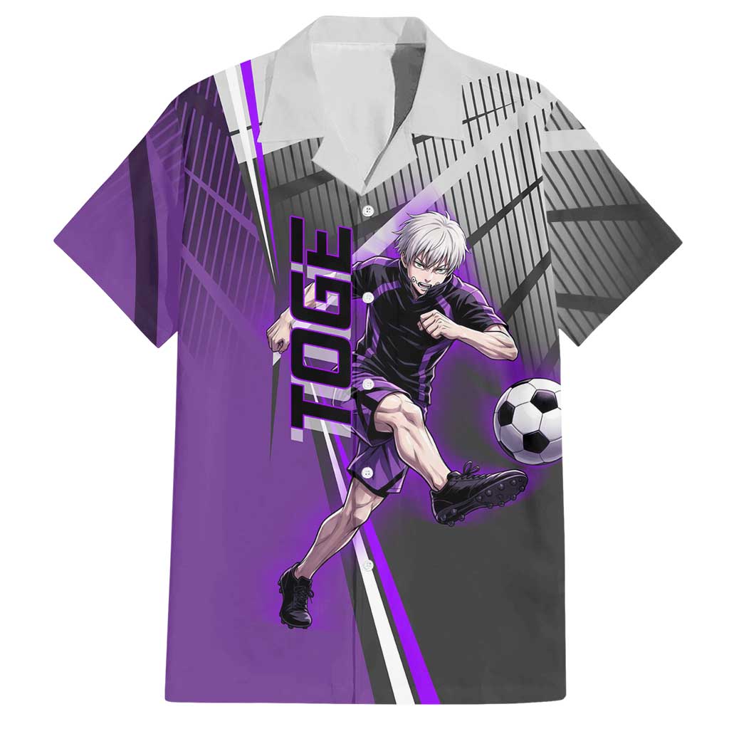 Personalized Toge Inumaki Jujutsu Kaisen Hawaiian Shirt with Purple Gradient and Action Kick Design