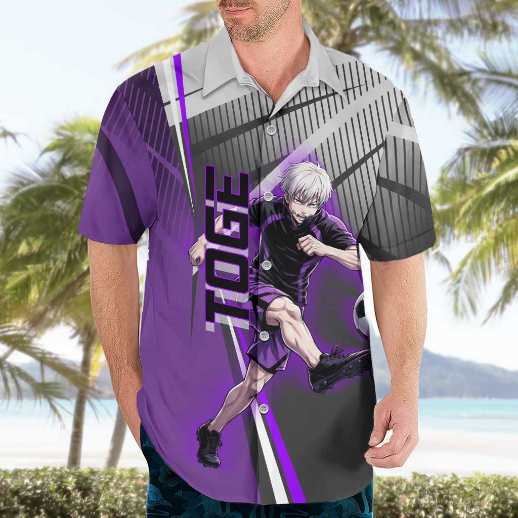 Personalized Toge Inumaki Jujutsu Kaisen Hawaiian Shirt with Purple Gradient and Action Kick Design