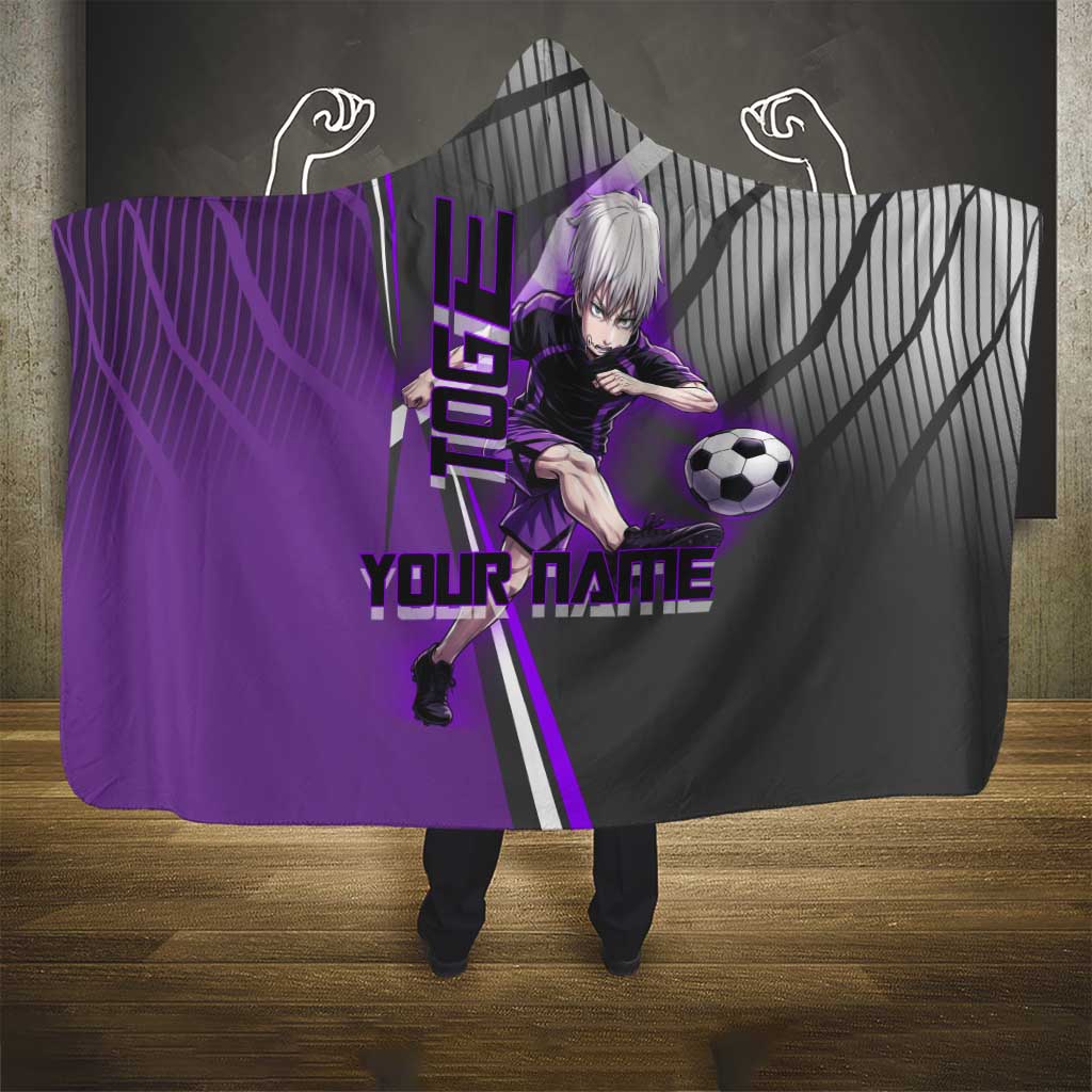 Personalized Toge Inumaki Jujutsu Kaisen Hooded Blanket with Purple Gradient and Action Kick Design
