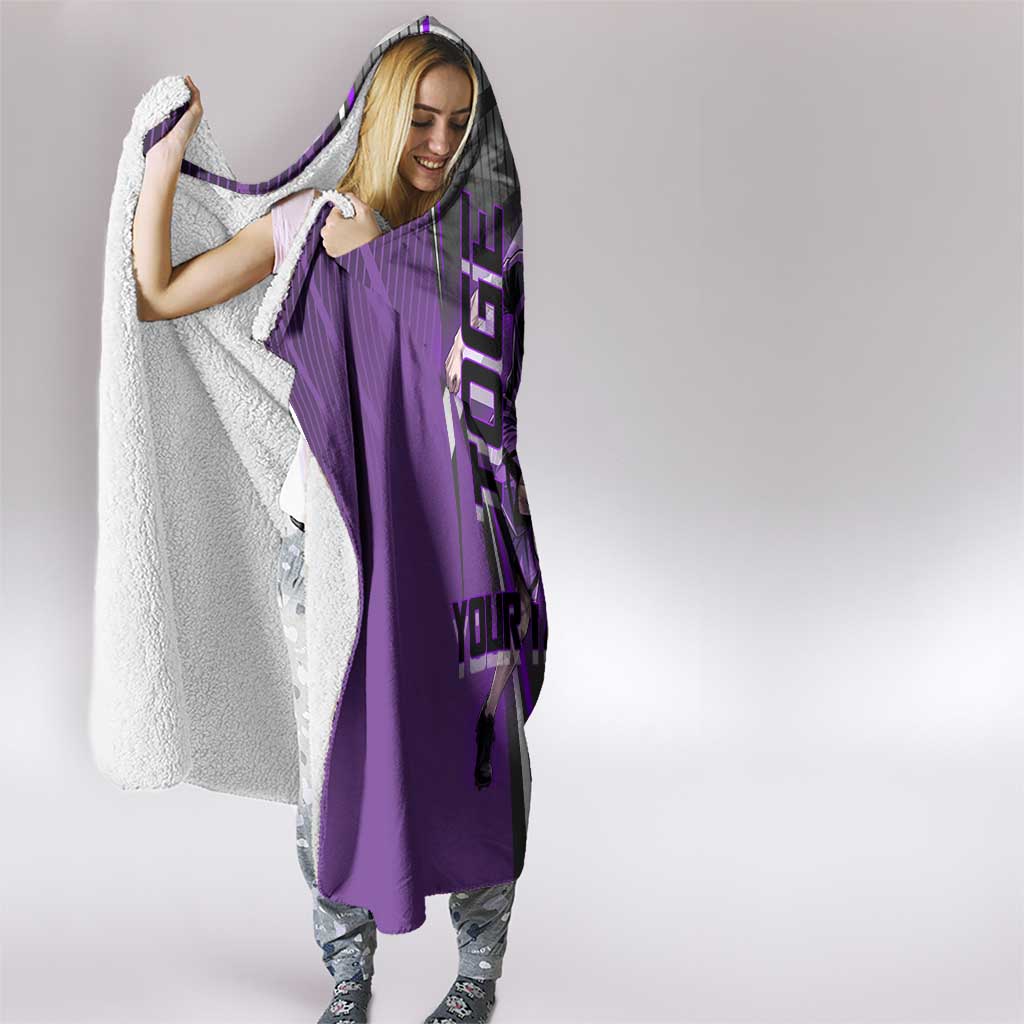 Personalized Toge Inumaki Jujutsu Kaisen Hooded Blanket with Purple Gradient and Action Kick Design