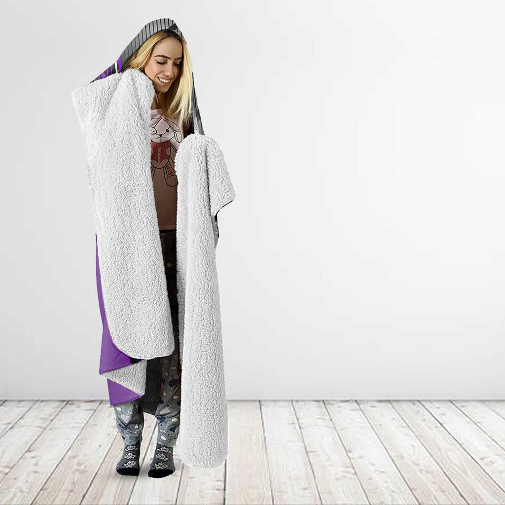 Personalized Toge Inumaki Jujutsu Kaisen Hooded Blanket with Purple Gradient and Action Kick Design