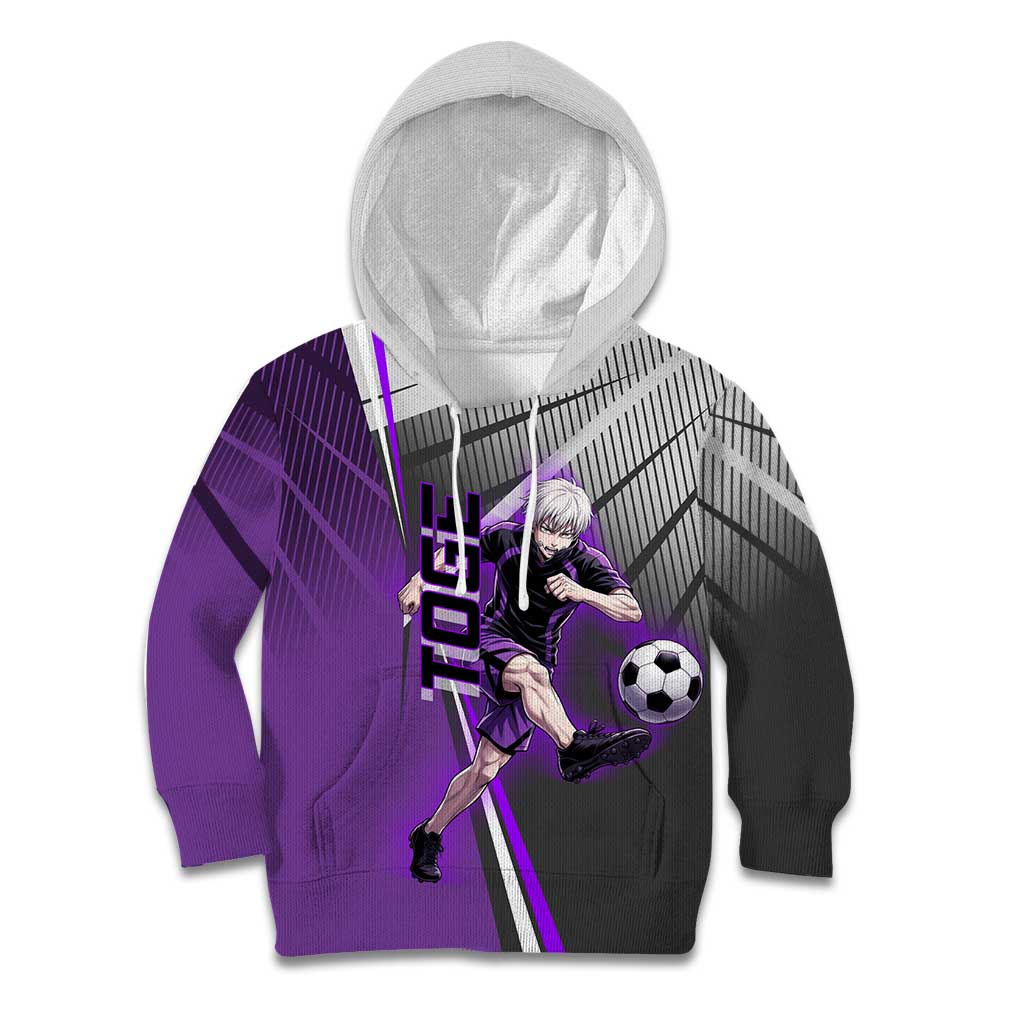 Personalized Toge Inumaki Jujutsu Kaisen Kid Hoodie with Purple Gradient and Action Kick Design