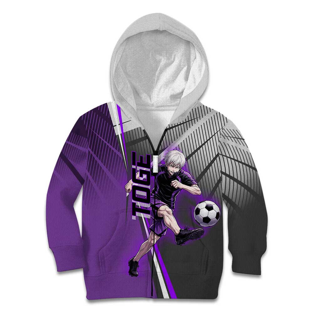 Personalized Toge Inumaki Jujutsu Kaisen Kid Hoodie with Purple Gradient and Action Kick Design