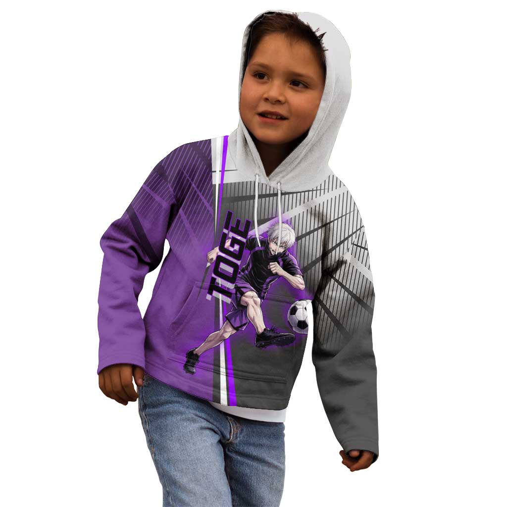 Personalized Toge Inumaki Jujutsu Kaisen Kid Hoodie with Purple Gradient and Action Kick Design