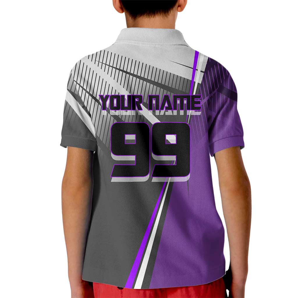Personalized Toge Inumaki Jujutsu Kaisen Kid Polo Shirt with Purple Gradient and Action Kick Design