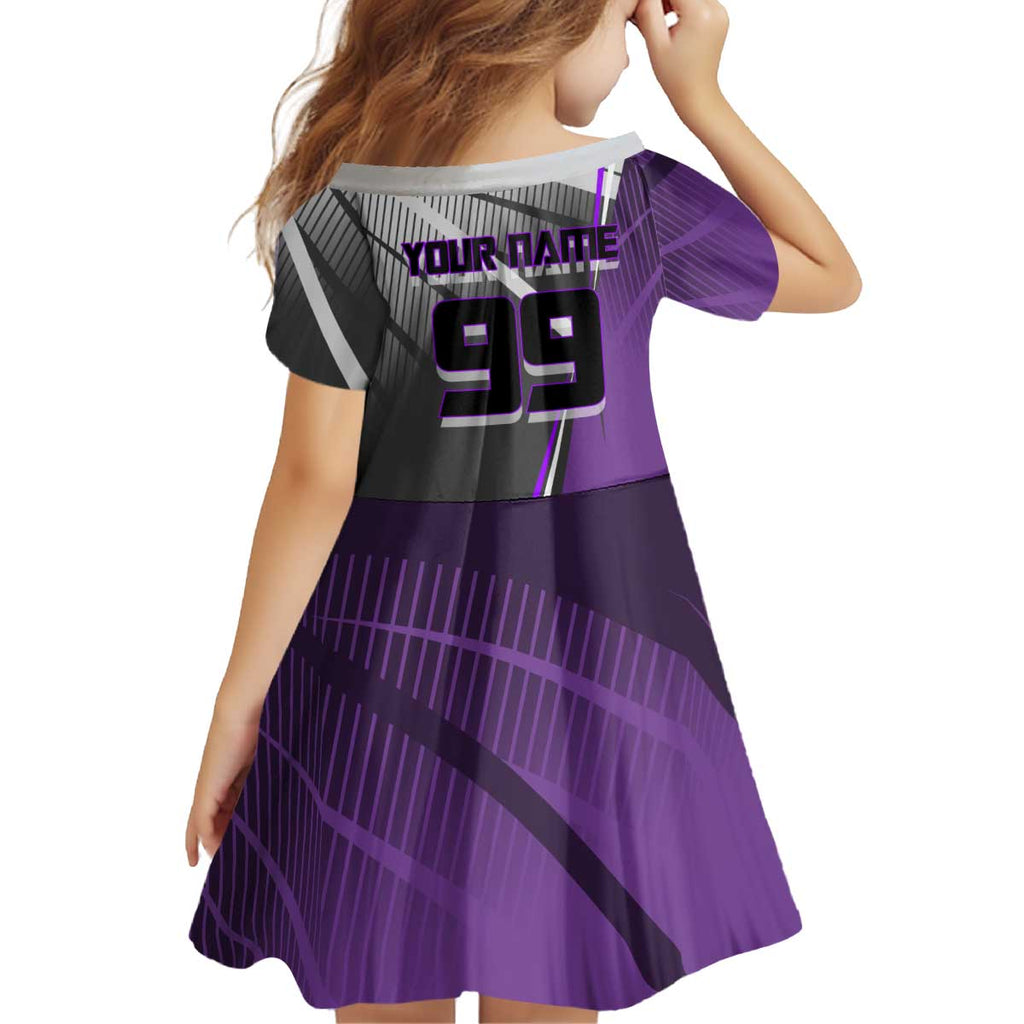 Personalized Toge Inumaki Jujutsu Kaisen Kid Short Sleeve Dress with Purple Gradient and Action Kick Design