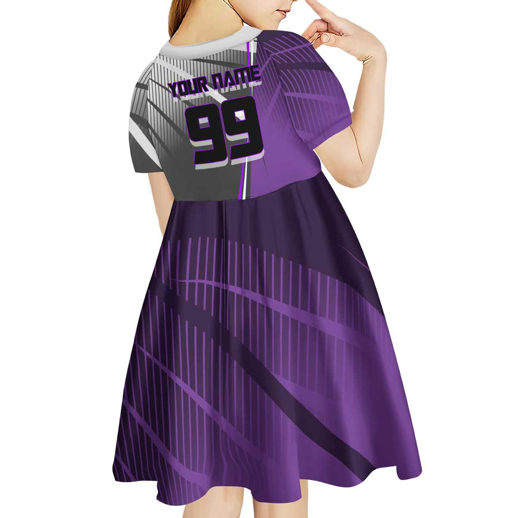 Personalized Toge Inumaki Jujutsu Kaisen Kid Short Sleeve Dress with Purple Gradient and Action Kick Design