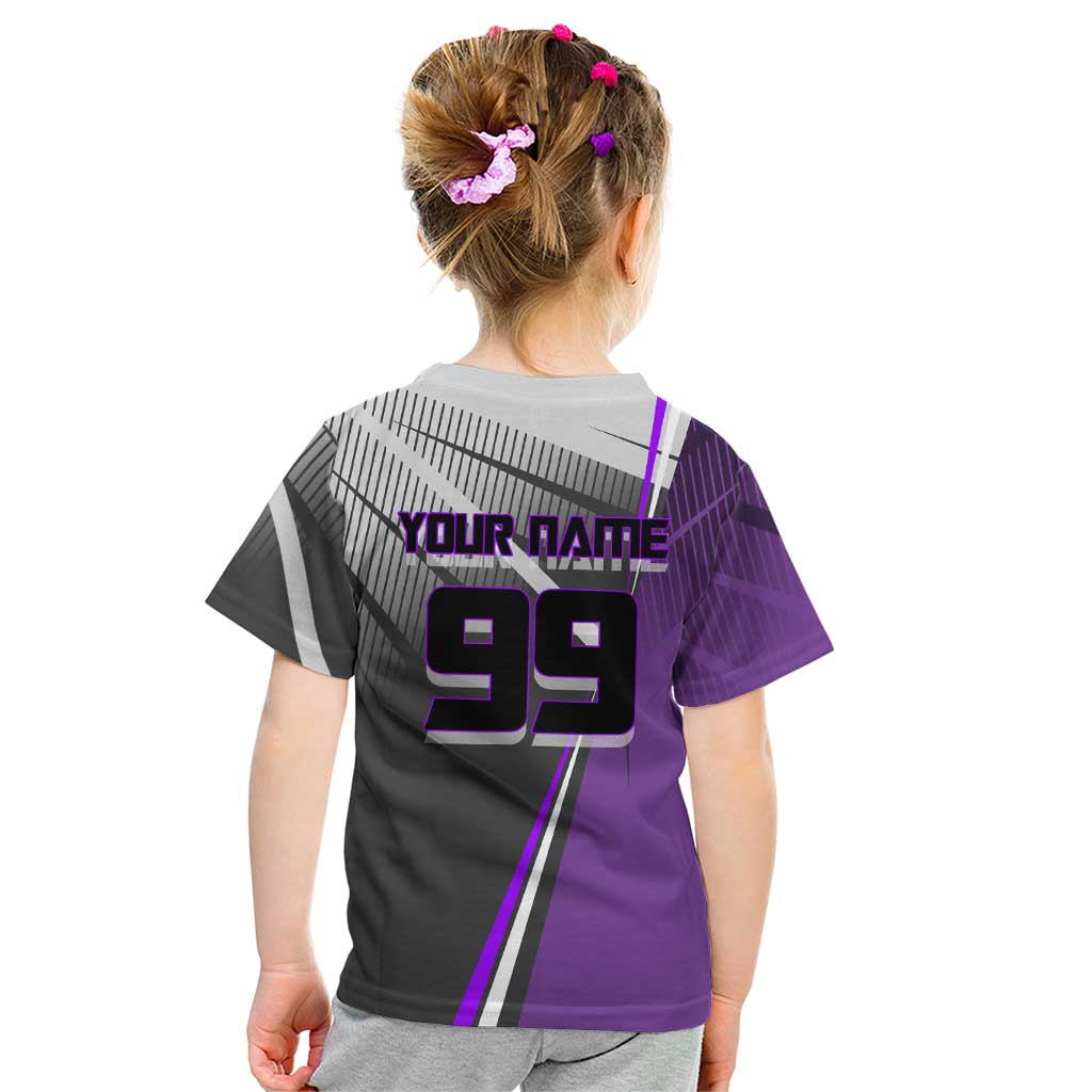 Personalized Toge Inumaki Jujutsu Kaisen Kid T Shirt with Purple Gradient and Action Kick Design