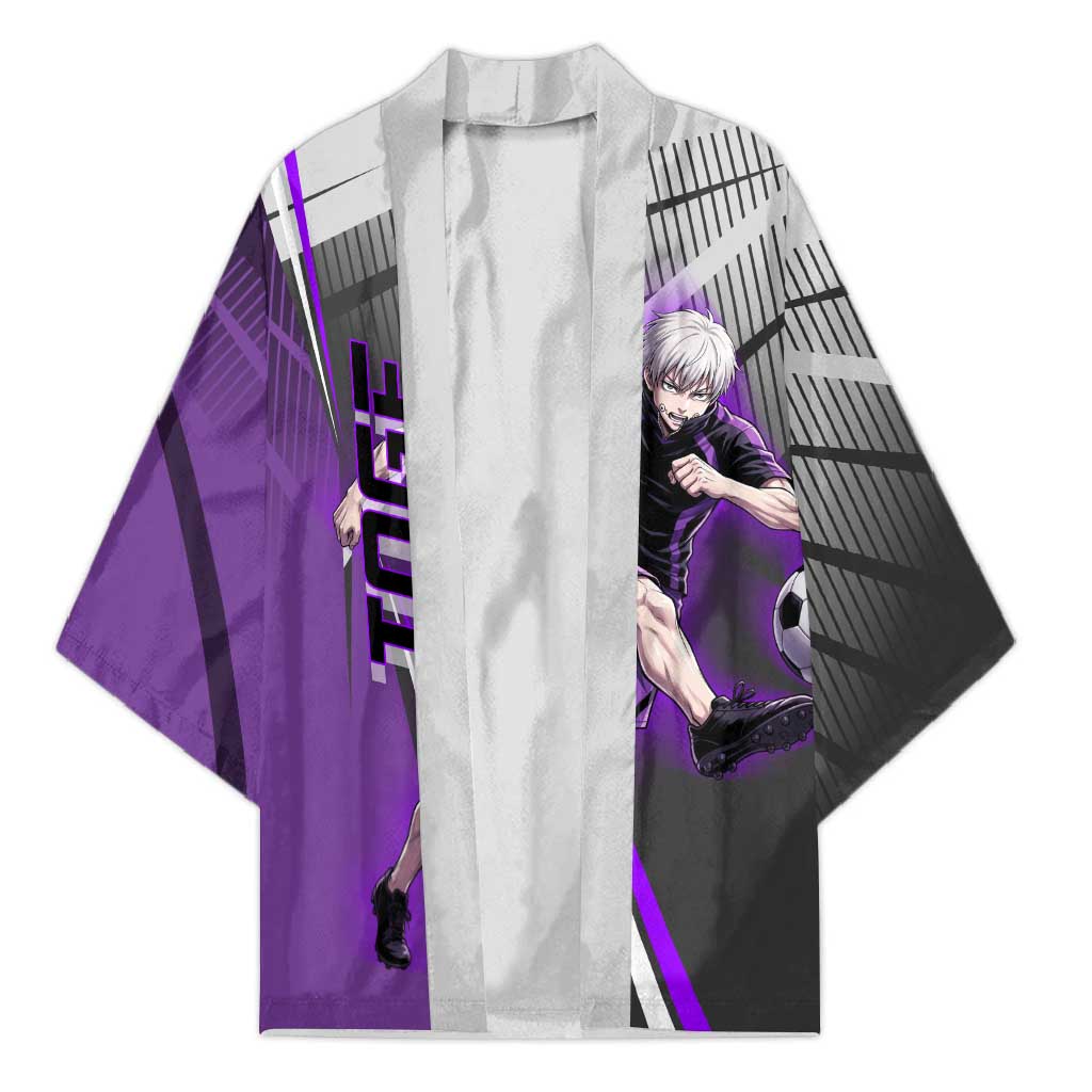 Personalized Toge Inumaki Jujutsu Kaisen Kimono with Purple Gradient and Action Kick Design